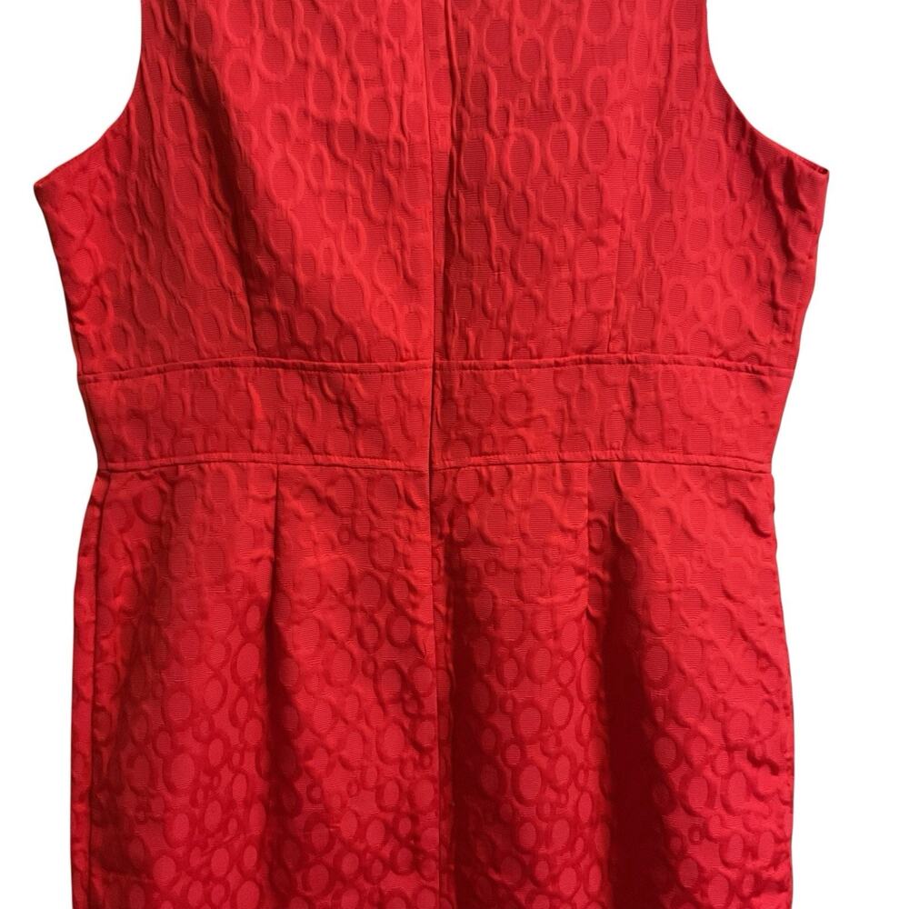 Red Sleeveless Dress| Sz 18 |Cotton Blend |Jacquard Sheath Career - Picture 8 of 13